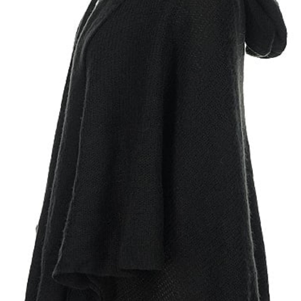 🧤 Calvin Klein Black Knit Poncho with fringe bottom - Picture 5 of 8